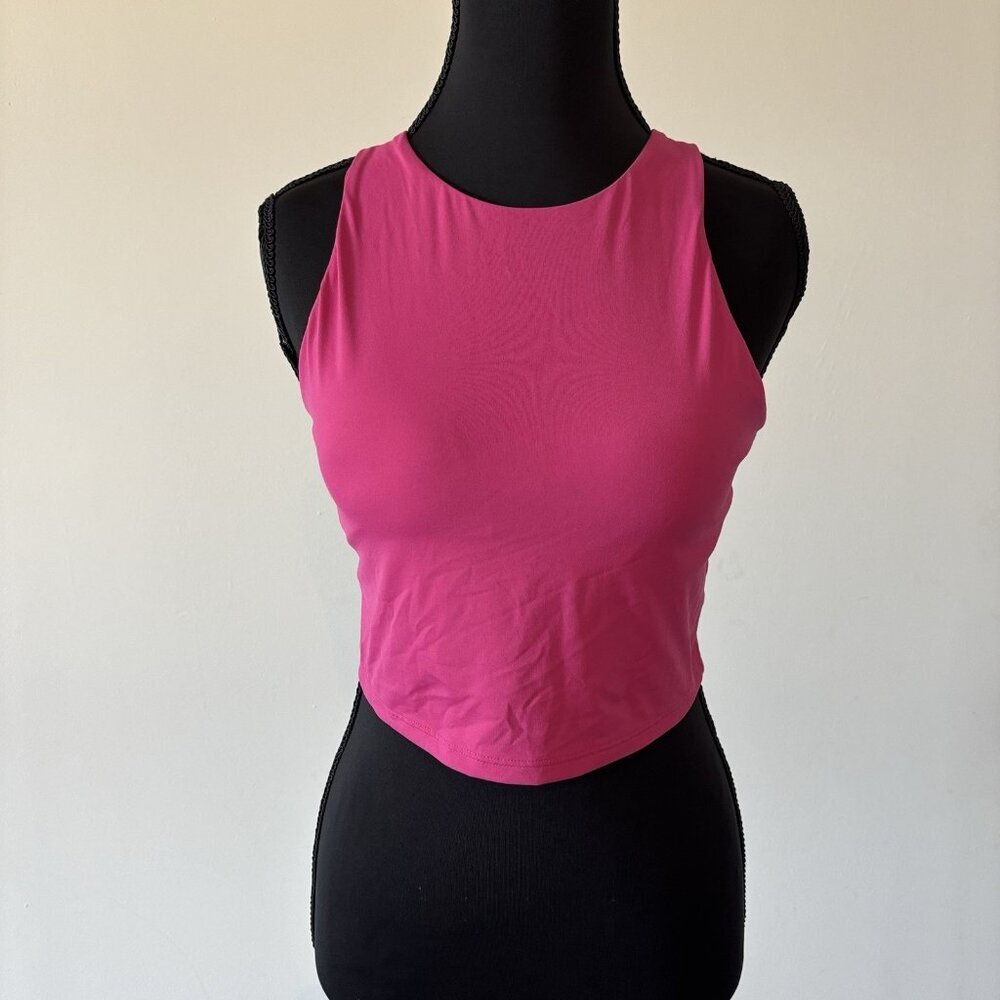 Athleta Purpose Crop Sports Bra Medium Pink Built in Bra Top Yoga Athleisure